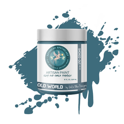 8 oz paint can showing the smokey blue color called smoked out 