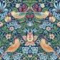 Decoupage tissue paper with a floral and bird pattern design, predominantly in blue and green colors.